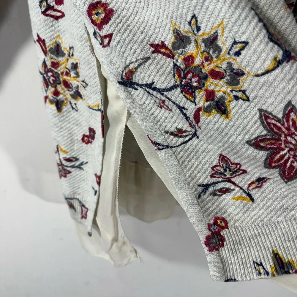 Lucky Brand Chiffon Trim Waffle Knit Floral Top - Picture 4 of 10